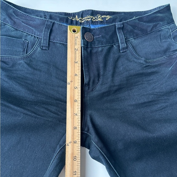 American Rag Cie Dark Blue Green Low Rise Skinny Soft Stretch Jeans Juniors 7R - Picture 7 of 10
